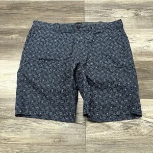 J Crew Stanton Floral Blue White Brown Men 35 AOP Cotton Flat Front Chino Shorts